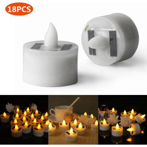 18PC Halloween Solar Candle Light Smokeless Simulation Electronic LED Candle Light Outdoor Christmas Decoration Tea Wax Light