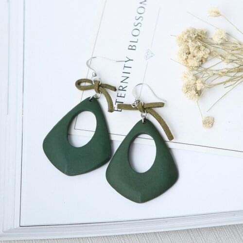 2018 Vintage Creative Cute Hollow Wood Earrings Drop of Water Leather Bow Earrings Original Women Jewelry Girl Gift