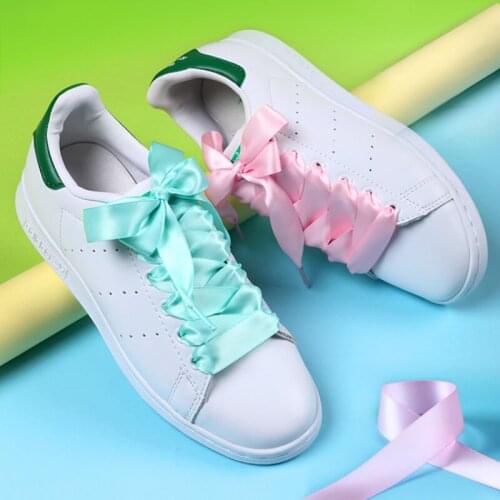 2021 New Colourful Womens Ribbon Silk Wide Lace Color Shoelaces 80CM 100CM 120CM 140CM