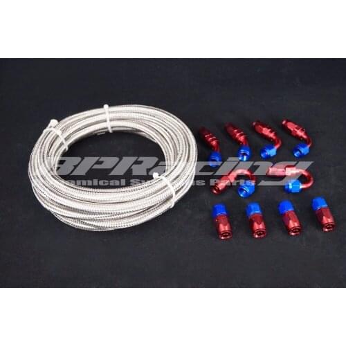 4AN AN-4 Two layer Stainless Steel Braided Racing Hose Line 5 M & Hose Fitting 10PCS