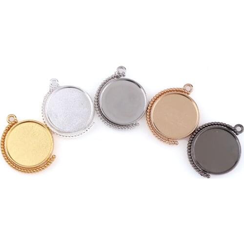 5-piece 25mm Internal Size 5-color Classic Style double-sided Rotating Convex Base Set Pendant Pendant