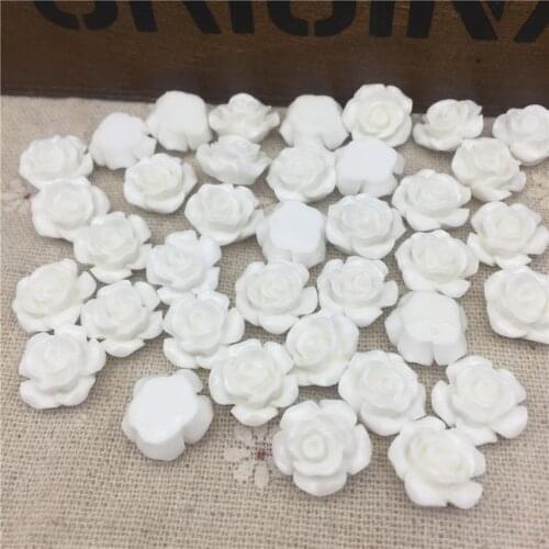 50pcs 12mm Red/White/Black Rose Flowers Flatbacks Resin Flower Cabochons Embellishment For Scrapbooking Cardmaking