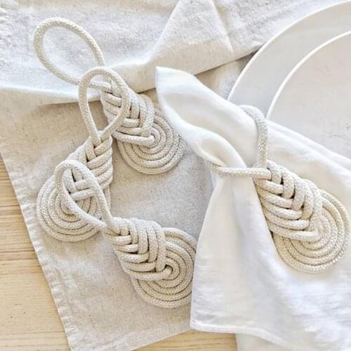 6Pcs Napkin Buckle Universal Nordic Style Cotton Rope Handmade Woven Napkin Ring for Party Handmade napkin buckle