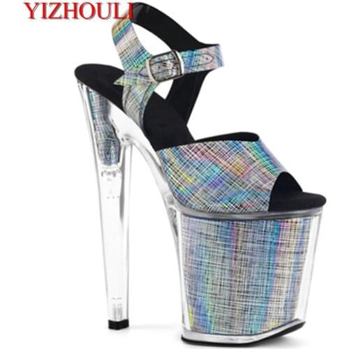 8 inch, summer sandals, color changing material uppers, soles for parties and nightclubs, 20cm high heel models, dancing shoes