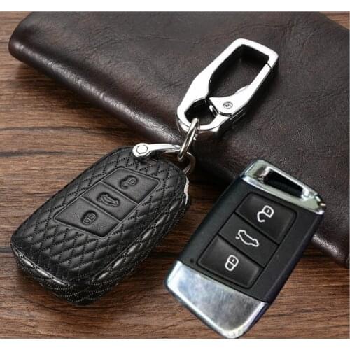 Car Leather Key Case Holder For VW MK7 Tiguan Bora Golf R Passat Caddy Seat Altea Alhambra Ibiza For Skoda Octavia A5 A7 Kodiaq