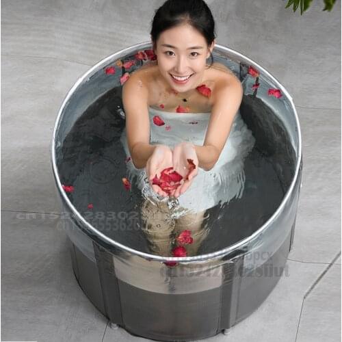 Household Bath Barrel Metal Rod Foldable Bath Barrel Full-body Bathtub Childrens Bathtub Baby Swimming Strong Load-bearing