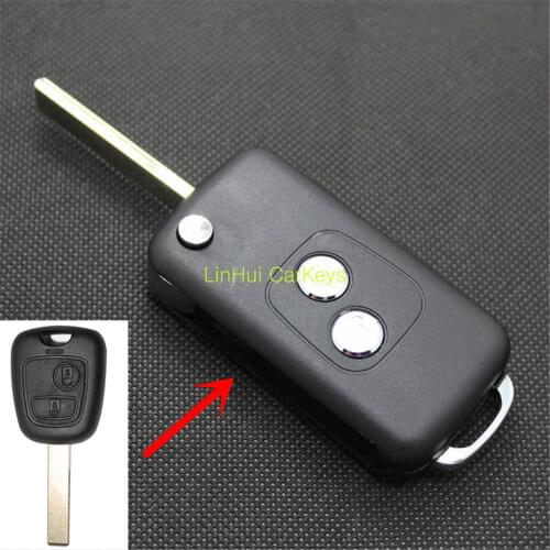 PINECONE Key Case for PEUGEOT 307 Car Key Fob 2 Buttons Remote Key Modified Blank Hu83 Blade Flip Folding Key Shell Cover