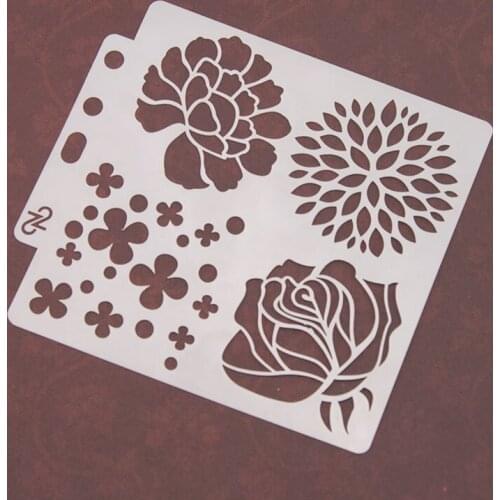 Flowers DIY Scrapbook Paper Cards Spray Pattern Pre-Drawing Lace Ruler Spray Masking Version Drawing Masking Hollow Out Template