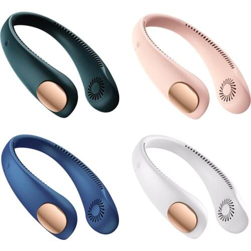 EAS-Mini Neck Fan Portable Bladeless USB Rechargeable Sport Fans for Outdoor Wearable Hanging Air Conditioner Cooler