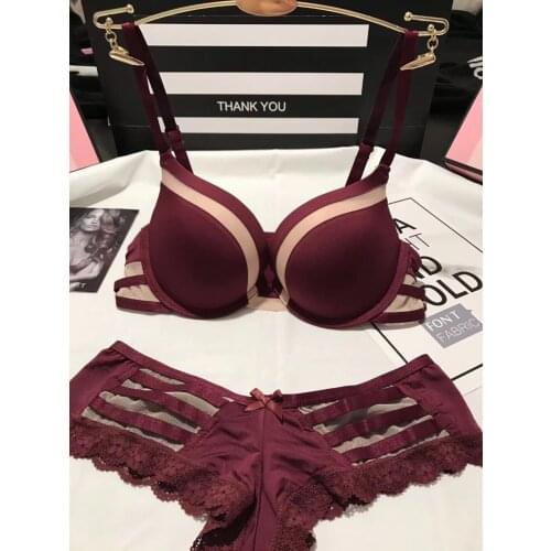 European Bra Briefs Set Womens Cotton Bra Sexy Lace Female Push Up Brassiere Fashion Color Matching Underwear Female Lingerie