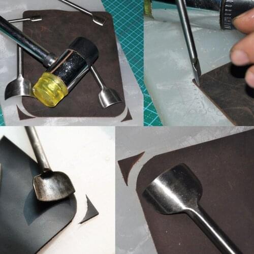 1Set 5-50mm Leather Craft Tools Hollow Hole Steel Half Round Cutter Punch Leather Handmade Tools Punching Hand Tools