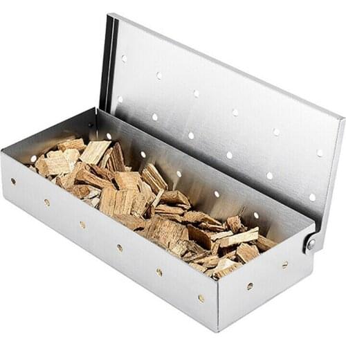 Stainless Steel Smoker Box Barbecue Meat Smoking Grilling For Camping BBQ party