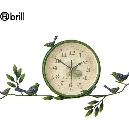 Creative 3D Wall Clock Vintage Metal Living Room Green Clocks Wall Home Decor Silent Farmhouse Decor Home Watch Reloj De Pared