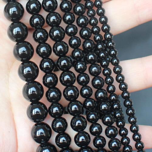 Natural Black Tourmaline 4-12mm Round beads 15inch ,For DIY Jewelry Making ! Necklace ,Bracelet