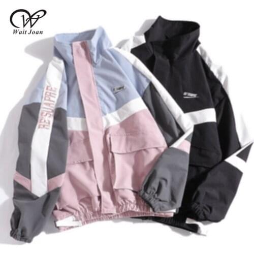 Spring Autumn Jacket Women Plus Size Casual Loose Zipper Outerwear Female Letter Print Preppy Style Stand Collar Coat Lady WJ08