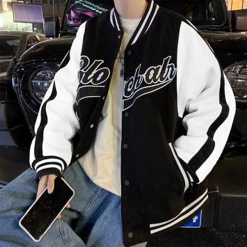 Korean casual spring jacket Harajuku women coat oversized baseball coat fashion Ins letter embroidery streetwear Couples coat