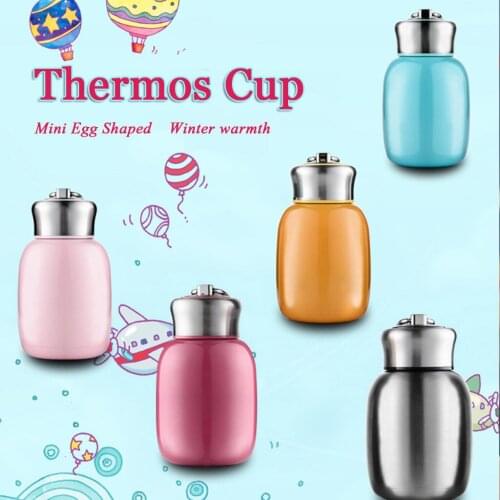 200ml Mini Egg-shaped Design Shape Thermos Mug Creative Water Cup Belly Cup Stainless Steel Vacuum Cup Solid