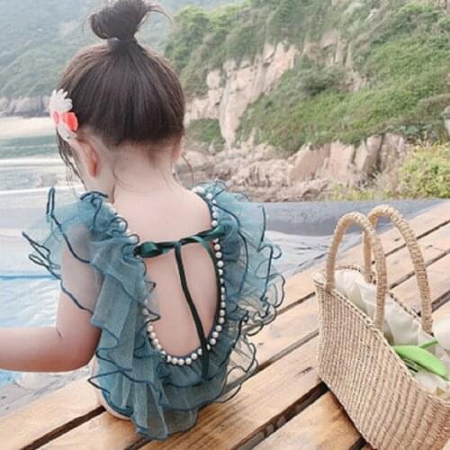 Fashion Toddler Baby Girls Kids Sleeveless Watermelon Print Backless Flower Cute One-Piece Swimsuits Beachwear Bathing Swimwear