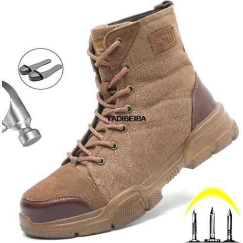 Security Steel Toe Boots for Men Military Work Boots Indestructible Work Shoes Desert Combat Safety Boots Army Safety Shoes Men