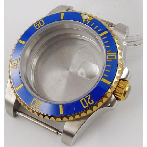 Stainless Steel Men 40mm Watch Case Sapphire Crystal Blue Bezel Insert Fit NH35 NH35A Movement