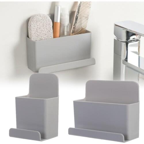 S/M Wall Mounted TV Remote Control Organizer Adhesive Hanger Case Punch Free Storage Box Phone Plug Holder Sticky Container