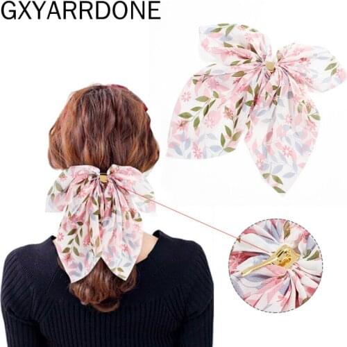 2019 New Chiffon Large Bow Streamers Hair Clips Women Girls Hair Band Ponytail Hair Bows Hairpin Headband Hair Accessories