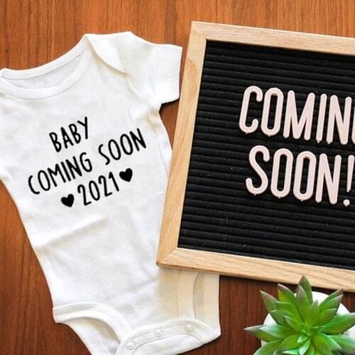 Toddler Baby Simple Pattern Short Sleeve Jumpsuits Babys Rompers Baby Coming Soon 2021 Comfortable Jumpsuit Boys Girls Outfits
