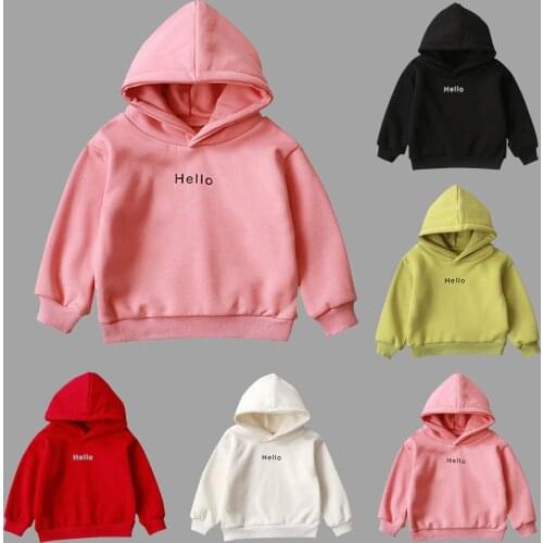 Solid color letter sweater Newborn Infant Baby Boy Girl Hooded Letter Solid Thick Coat Sweatshirt Pullover Korean wild warm Y4