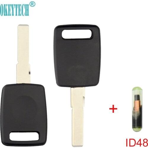 OkeyTech For Audi A3 A4 A6 B6 B7 B8 C5 C6 Q7 Remote Car Key Shell With Glass ID 48 Transponder Blank Chip HU66 Uncut Blade