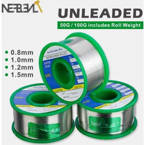 50/100g Lead Free Solder Wire Tin Melt Welding Soldering Iron 0.8/1.0/1.2/1.5mm Unleaded Lead Rosin Core for Electrical Solder