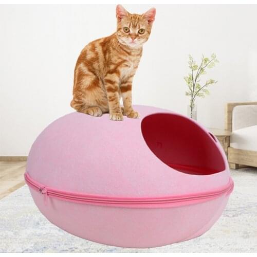Pet Cat Bed Breathable Natural Felt Handmade Puppy Removable Pet Cave with Cushion Hammock for Kittens Cats Products Chihuahua