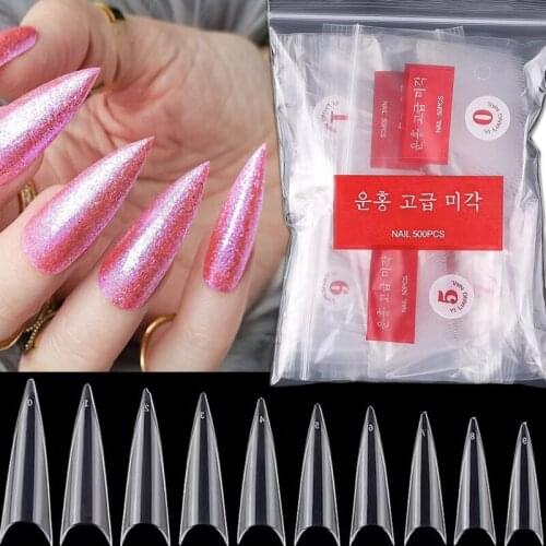 500pcs Poly Nail Gel Quick Builder Mold Tips Nail Dual Forms Finger Extension Nail Art UV Builder Easy Find Nail Tools 2 Colors