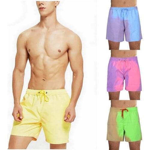 Magic Color Changing Swim Shorts Men Quick Dry Water Hot Discoloration Surfing Board Shorts Swimwear Trunks Beach Bathing Suit