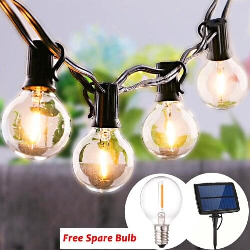 G40 10/25LED Clear LED Bulbs Solar Light Outdoor Fairy LED String Light Waterproof For Decorated Party Yard Holiday Garden Light