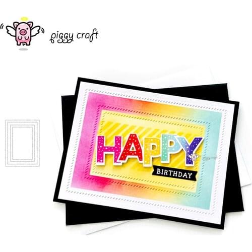 Piggy Craft metal cutting dies cut die mold Dotted rectangle background Scrapbook paper craft knife mould blade punch stencils
