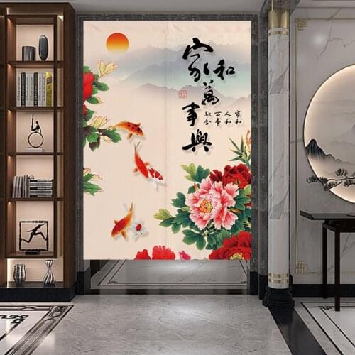 New Chinese Style Cloth Door Curtain Rich Bamboo Bedroom Living Room Partition Half Curtain Bathroom Feng Shui Curtain