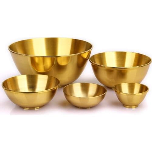 Thick copper bowls water bowl golden ornaments tableware Home Furnishing Buddhist bowl make offerings to Buddha decorate crafts