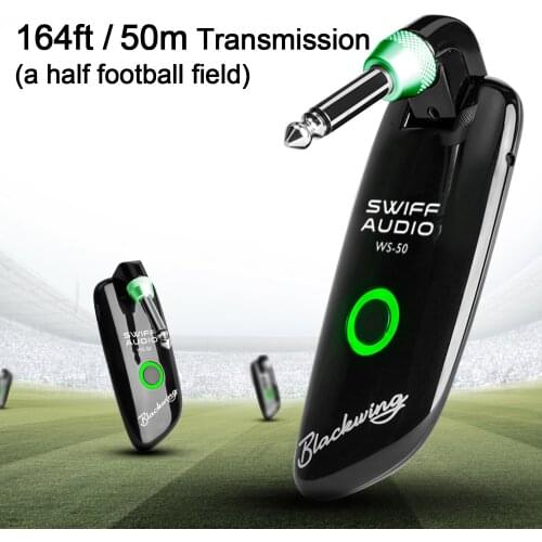 WS-50 UHF Electric Guitar Wireless Transmitter + Receiver System Built-in Rechargeable Battery for Electric Guitar