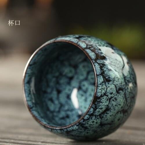 Kiln Baked Tea Cup Ceramic Kung Fu Tea Set Single Cup Temmoku Glaze Jianzhan Master Cup Teacup Egg-shaped Small Tea Cups 110ml