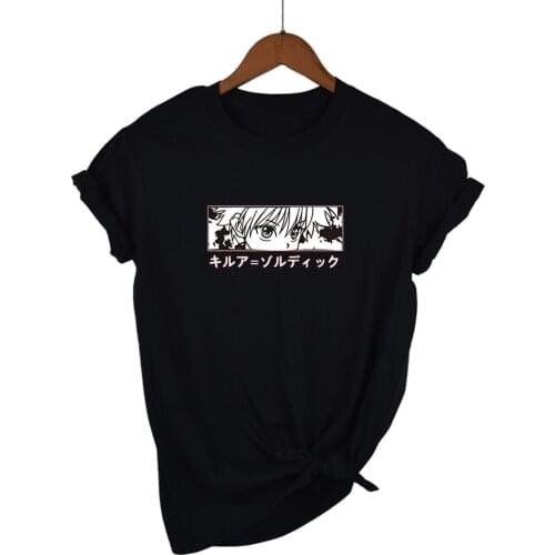 Hunter X Hunter Anime Womens T-shirt Top T-shirt Killua Zoldyck Demon Eye T-shirt Top Short Sleeve Casual Mens T-shirt Clothes