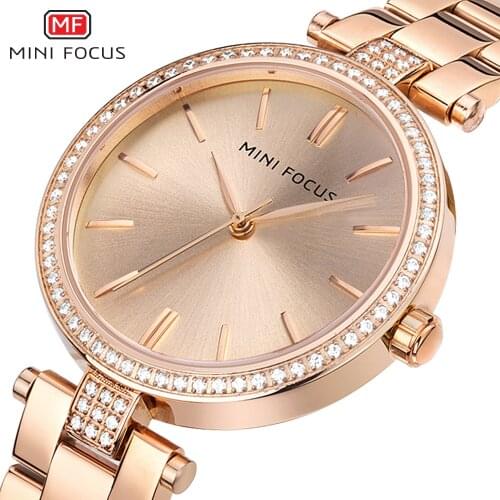 Rose Gold Watch For Women Ladies Watch Luxury Watches 2020 Casual Wrist Watch Iced Out MINI FOCUS Bracelet New Relogio Feminino