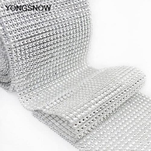 1yard 12cm Crystal Roll Ribbon Bling Diamond Mesh Wrap Silver Plastic Rhinestone Mesh Roll Tape Cake Wrap Mesh Birthday Decor