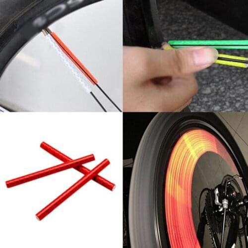 12Pc Bicycle Mountain Bike Riding Wheel Rim Spoke Mount Clip Tube Warning Light Strip Reflector Reflective Cycling Bicycle Spoke