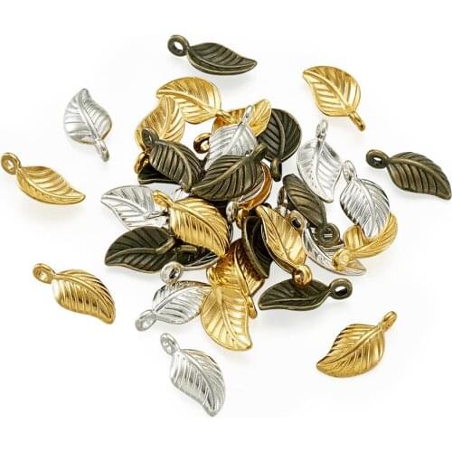 120pcs/box Mixed Color Tibetan Style Alloy Leaf Charms Pendants DIY Jewelry for Necklace Bracelet Making Accessaries