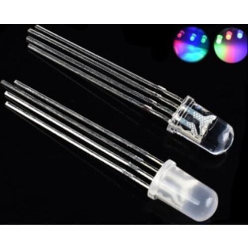 20PCS 5mm full-color LED RGB red/green/blue Common Cathode/Anode Four feet Transparent/Diffused color light 5mm diode colorful