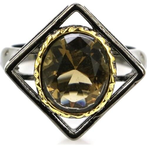 21x21mm Unique Neo-Gothic Created 10g Pink Tourmaline For Ladies Street Fine Jewelry Cool Black Metal Silver Rings Eye Catching