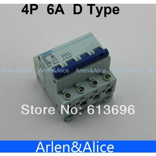 4P 6A D type 240V/415V Circuit breaker MCB 4 POLES