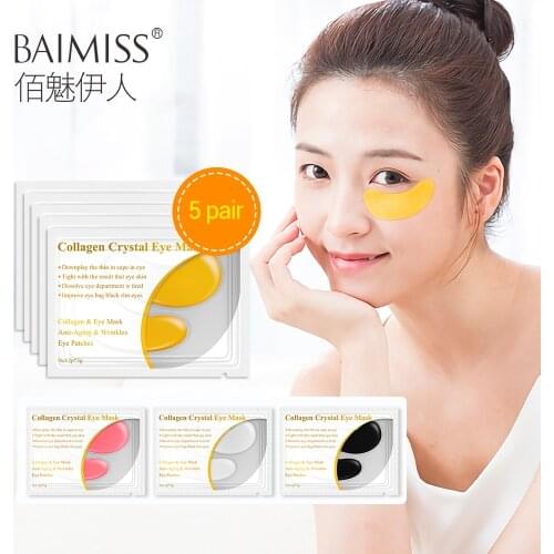 BAIMISS 24K Gold Eye Serum Eye Mask Collagen Eye Patches Anti Wrinkle Remove Dark Circle 5pair=10pcs Eye Skin Care Firming