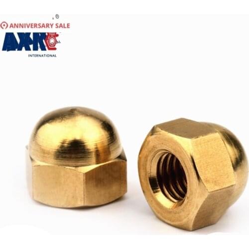 AXK 100pcs 50pcs DIN1587 Acorn Nuts m3 m4 m5 m6 m8 m10 to m22 Copper Bronze Brass Cap Nut Acorn Dome Head Hex Nuts