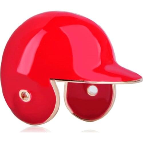 Blucome Vivid Red Baseball Cap Shape Brooches Gold Color Enamel Jewelry Boys Men Sportsman Hat Clothes Accessories Creative Pins